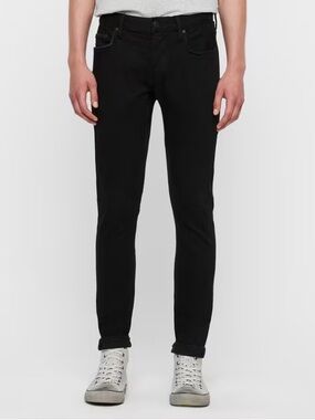 All Saints Men’s Rex Slim Fit Strerch Jeans in Washed Black